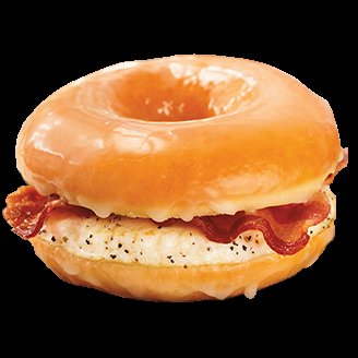 dunkin donuts  bacon and a fried egg sandwiched between  a