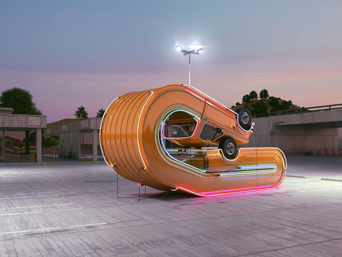 UK-based digital artist Labrooy, who has collaborated with brands from Nike to Transpot for London, is known for his colourful 3D graphics. 

Tales of Auto Elasticity by Chris Labrooy