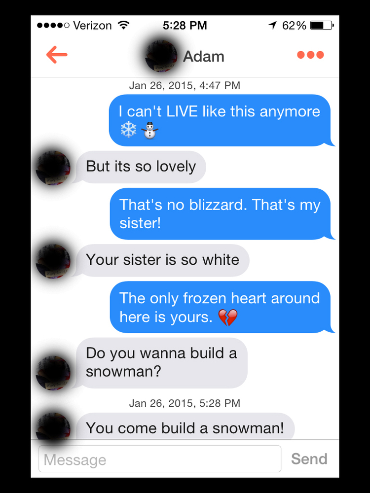 How Dudes On Tinder React To Frozen Pick Up Lines Huffpost