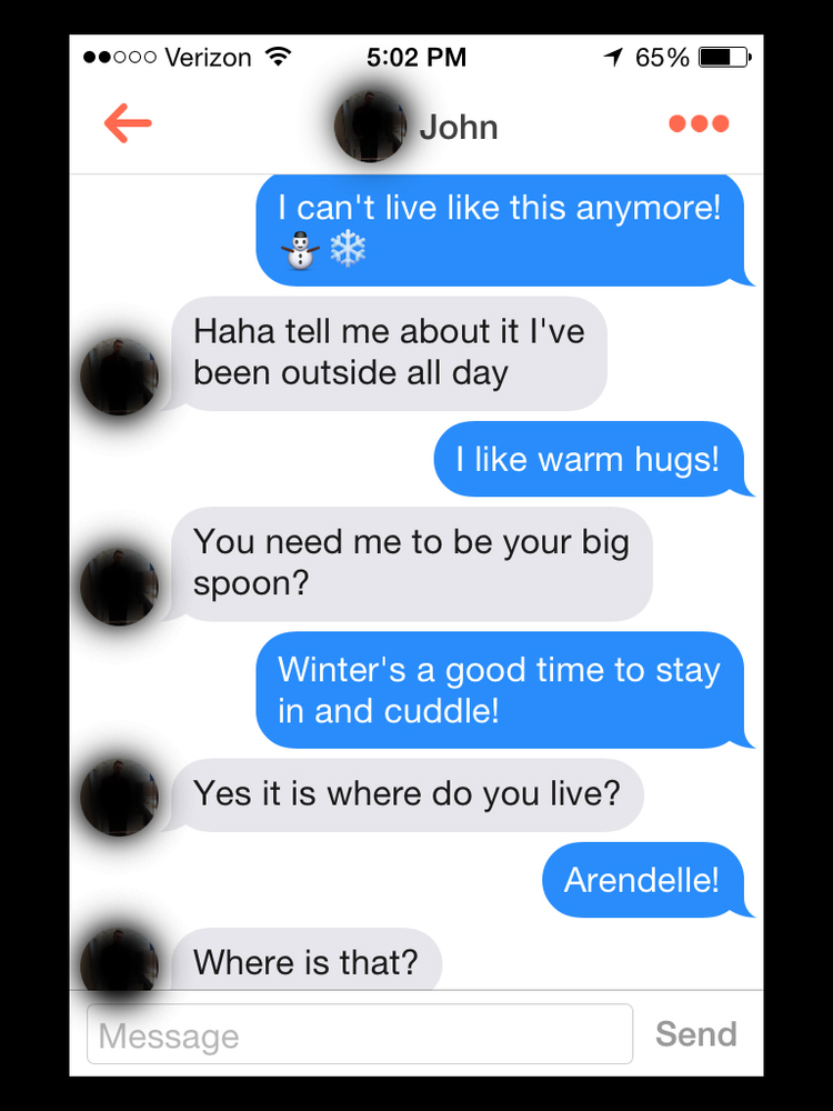 How Dudes On Tinder React To Frozen Pick Up Lines Huffpost 