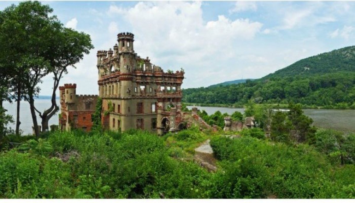 abandoned castle on island