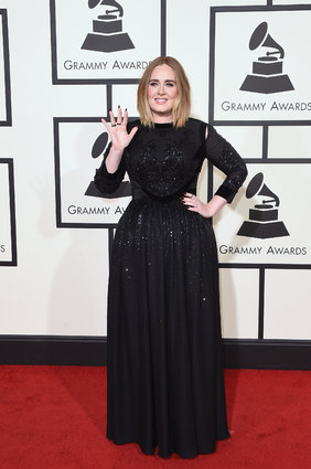 Always dazzling in black, Adele chose this subdued Givenchy dress, and we approve.
