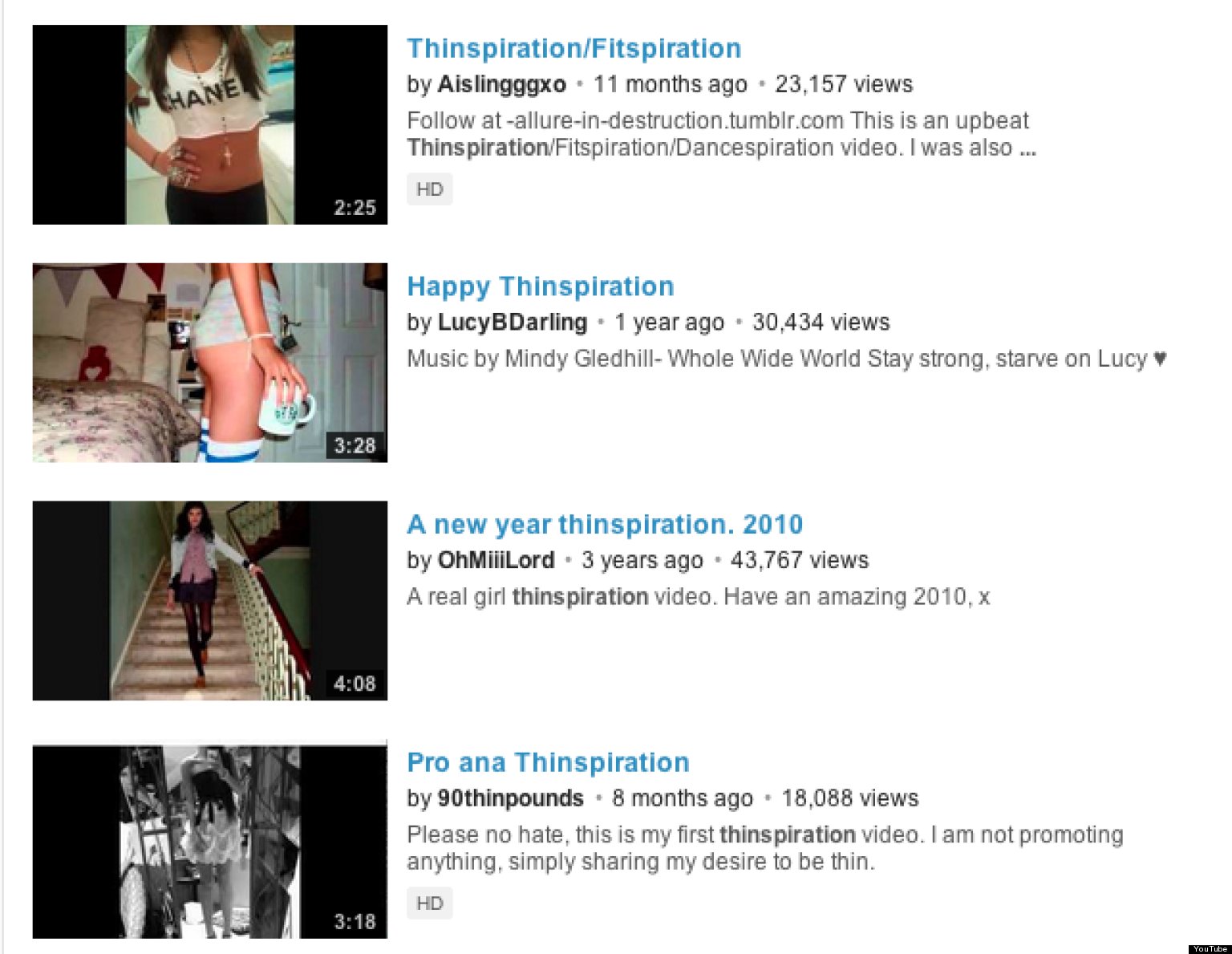 YouTube Hosts Thinspiration Community Says Study HuffPost