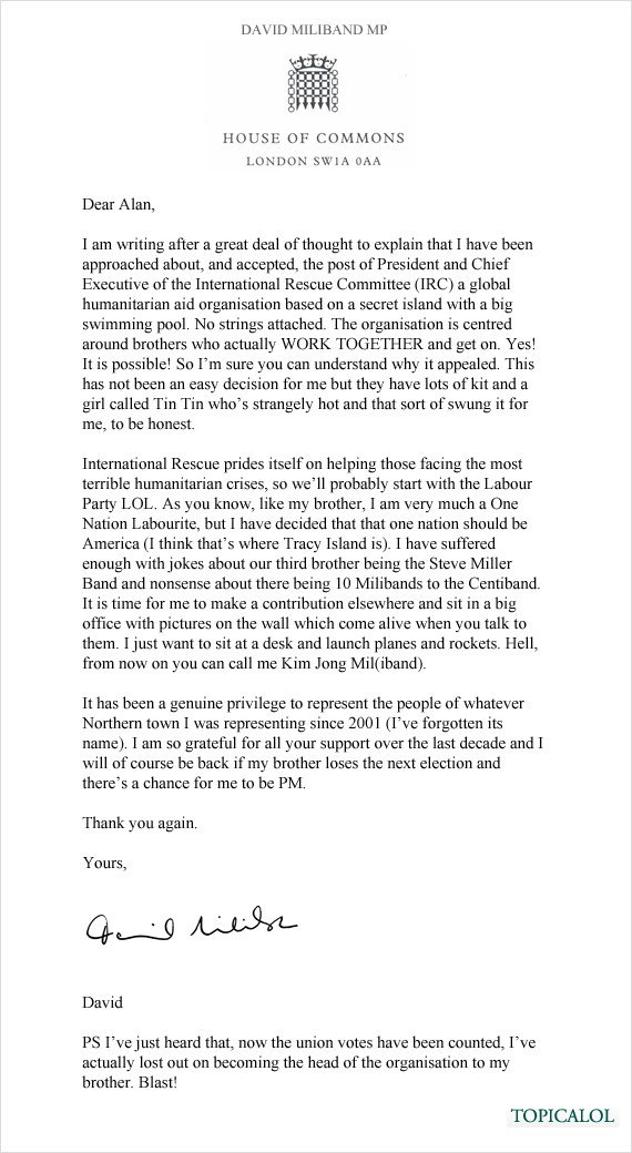 David Miliband's Resignation Letter (PICTURE) HuffPost UK