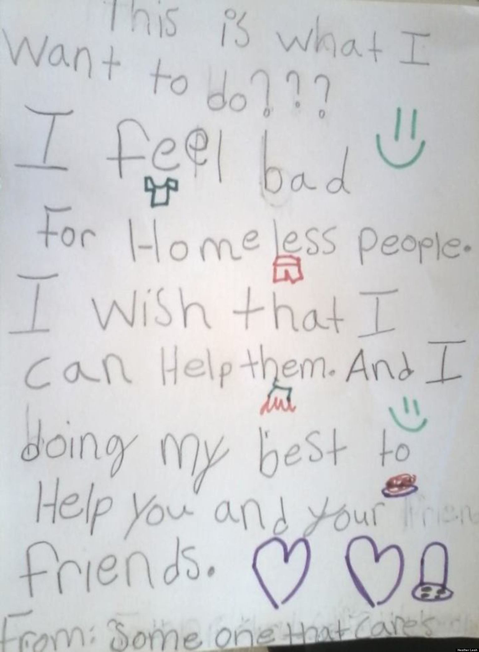 Heartwarming Kid Note Of The Day: 'I Feel Bad For Homeless 