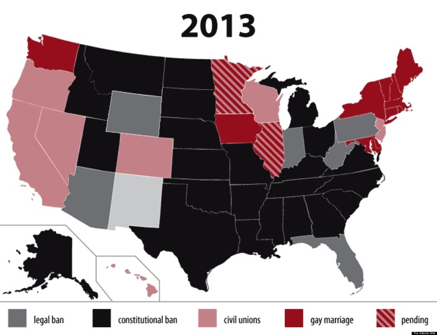 Gay Marriage In The Us Atlantic Magazine Map Shows Marriage Equalitys Progress Huffpost 2698