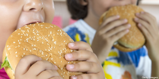 Boy And Girl With Hamburgers. 'the t-shirt painted by himself'