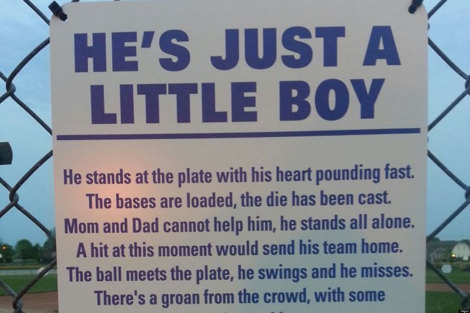 Viral Inspirational Poem Spreads To Youth Baseball Fields 