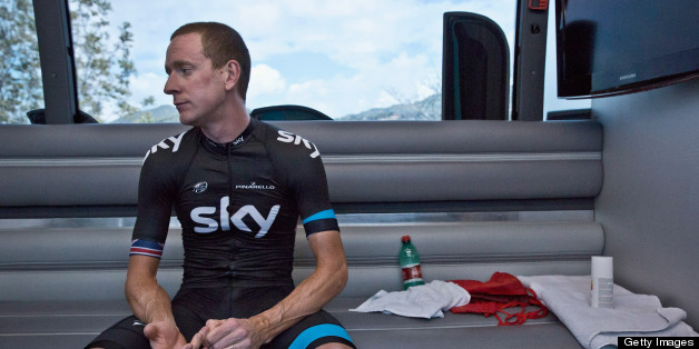 POLICASTRO, ITALY - MAY 07: Sir Bradley Wiggins looks on onboard the team bus ahead of stage four of the Giro d'Italia 2013 on May 7, 2013 in Policastro, Italy. (Photo by Scott Mitchell/teamsky.com via Getty Images)