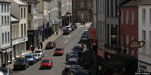 A picture taken on May 1, 2013 shows a general view of the high street in Enniskillen, County Fermanagh, Northern Ireland, near the venue for the Group of Eight (G8) summit to be held next month. The leaders of the Group of Eight richest nations will meet at Lough Erne golf resort near Enniskillen in Northern Ireland on June 17 and 18. AFP PHOTO / PETER MUHLY (Photo credit should read PETER MUHLY/AFP/Getty Images)