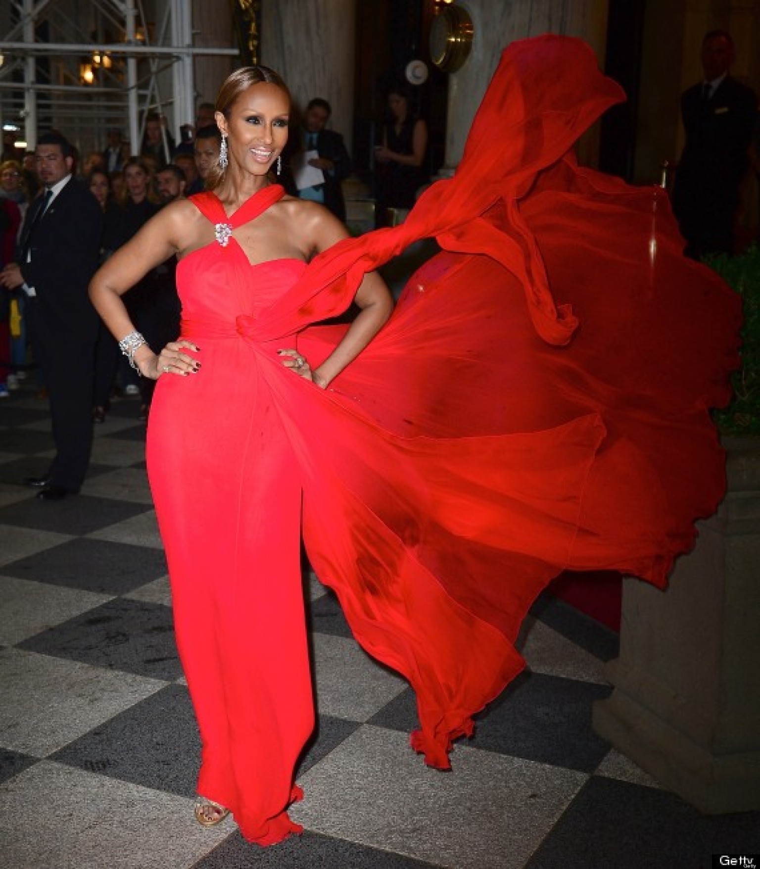 Iman Stuns In Wind Swept Red Dress At The Amfar Inspiration Gala Photo 7930