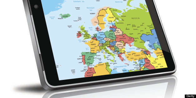 Europe map in a digital tablet