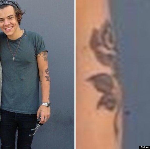 Harry Styles' New Tattoo Is A Giant Rose On His Left Arm (PICTURES