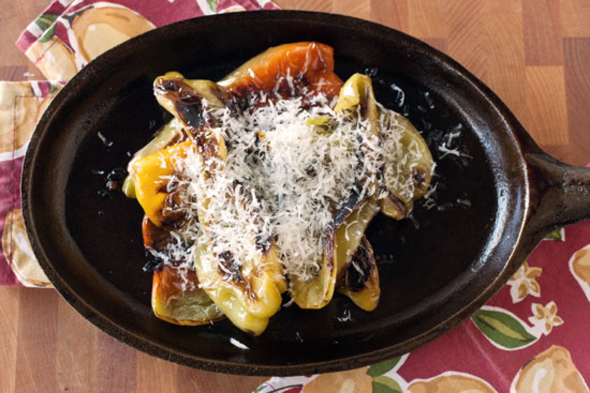 Sweet Italian Tradition Cast Iron Charred Peppers With Parmesan HuffPost