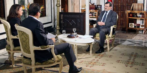 Le chef du gouvernement Ali Larayedh lors de l'interview diffusée le 12 octobre 2013 sur Al Wataniya 1