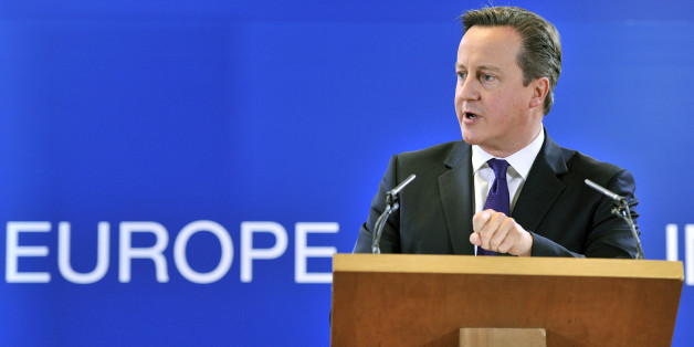 British Prime Minister David Cameron speaks during a press conference at the end of the second and last day of an European Union (EU) Council meeting on October 25, 2013 at the EU Headquarters in Brussels. Europe's leaders sought how to deal with the drama of Mediterranean boat-people today, weeks after the deaths by drowning of 400 refugees fleeing conflict shocked many across the continent.AFP PHOTO / GEORGES GOBET (Photo credit should read GEORGES GOBET/AFP/Getty Images)