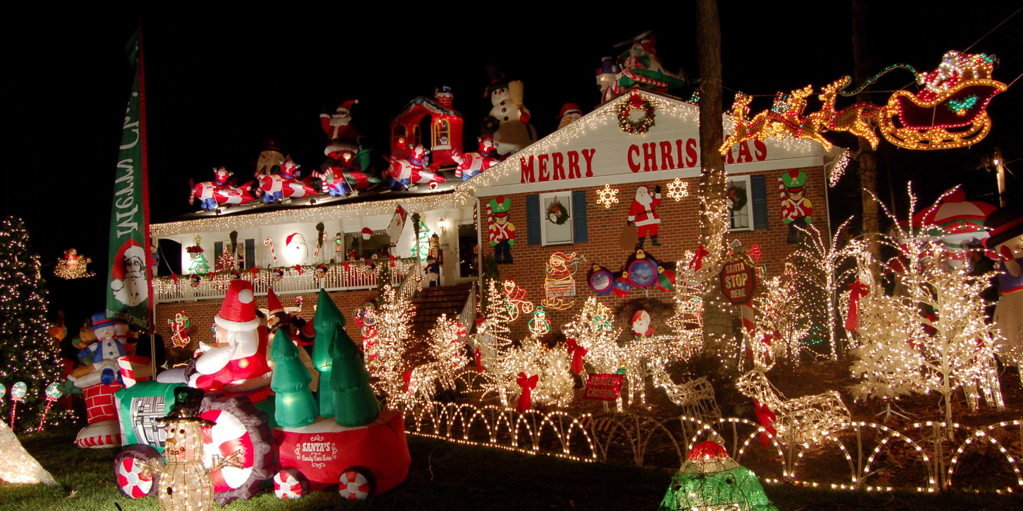 tacky christmas decorated living room