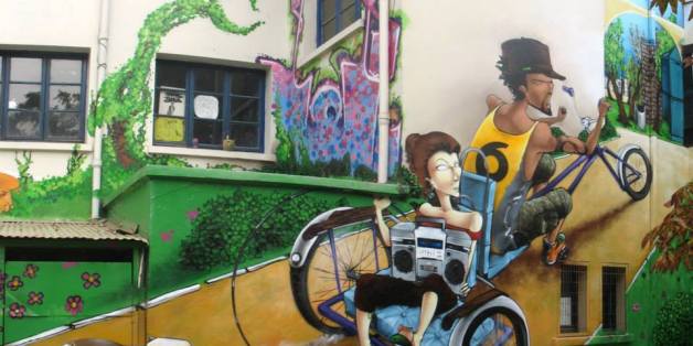 Graffiti de Saile One. Ce graffeur chilien sera présent à Kasserine