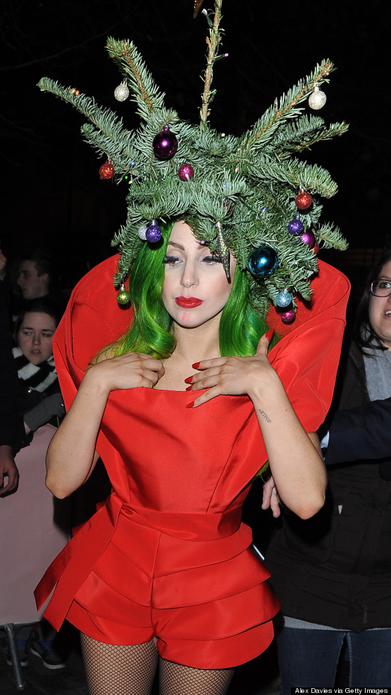 Lady Gaga Dresses Up As A Christmas Tree After Capital FM Jingle Bell ...