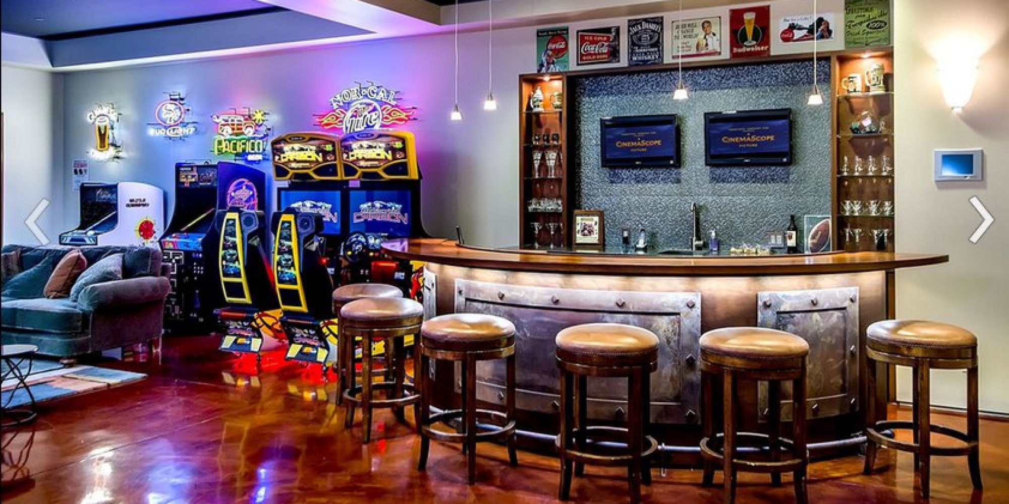 Awesome Arcade Room With Full Bar Is The Room You'd Never