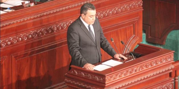 Mehdi Jomaa avant le vote de confiance à l'Assemblée nationale constituante, le 28 janvier 2014