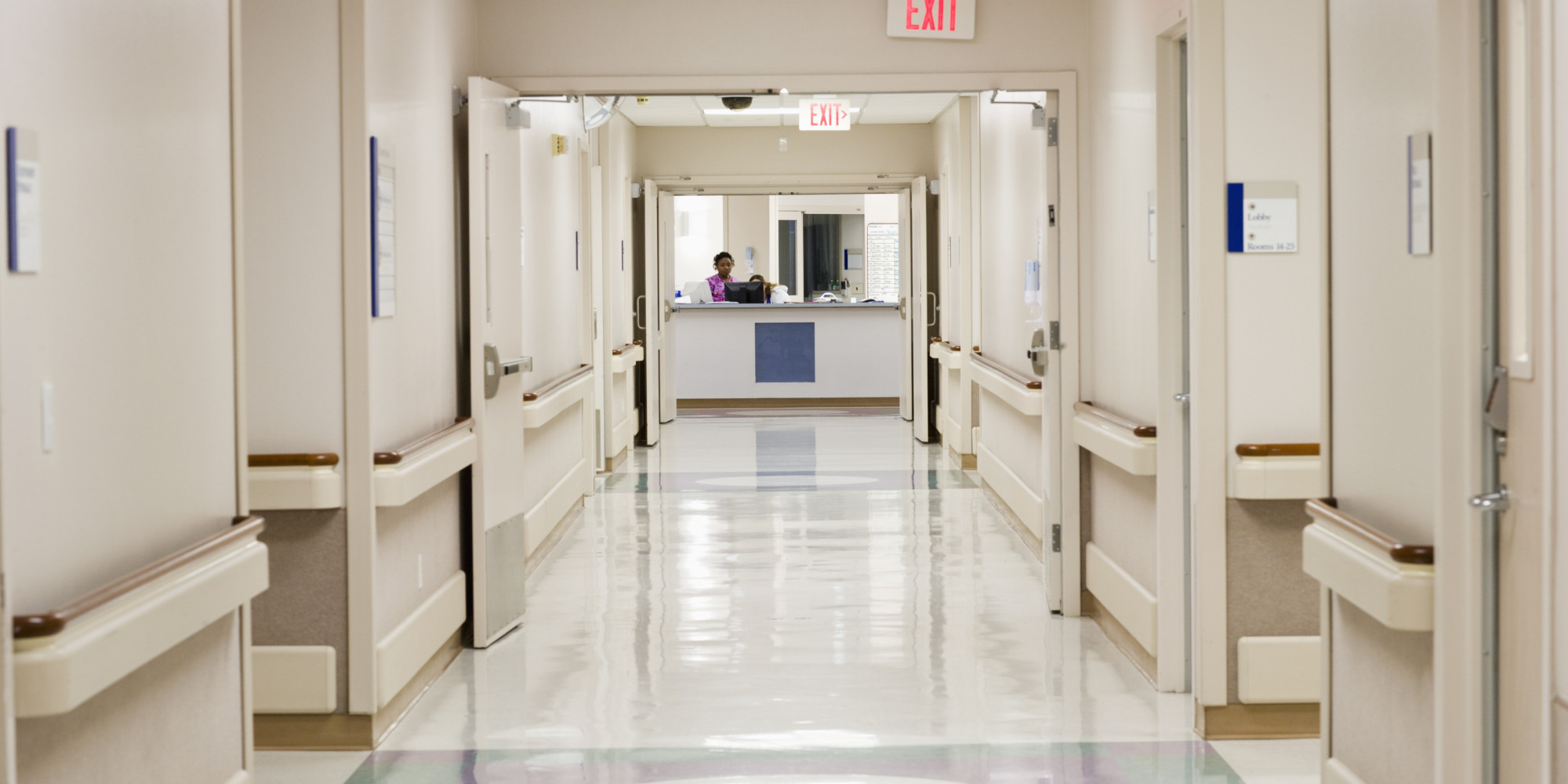 Black And White Hospital Hallway