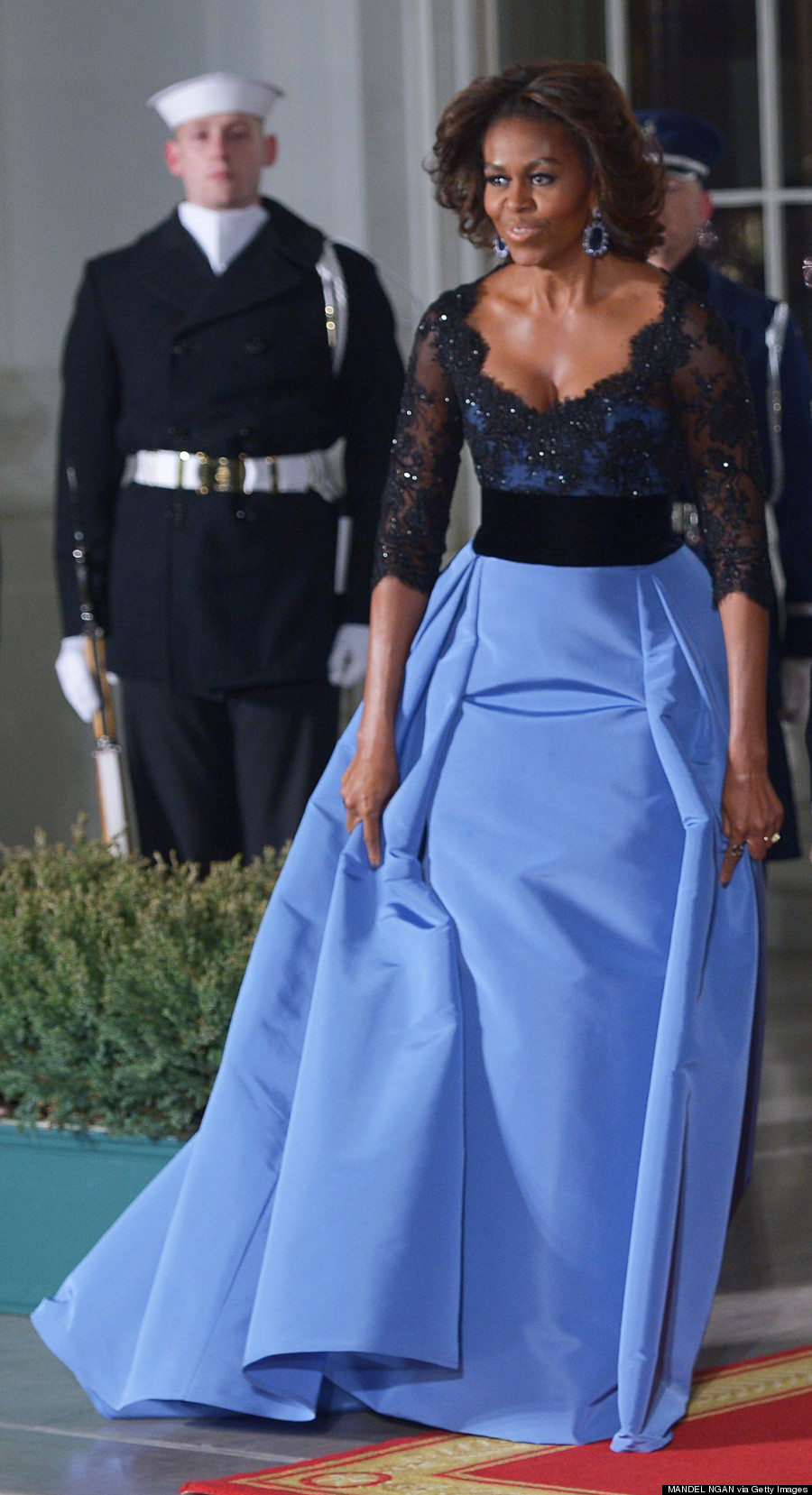 Michelle Obama Wows In Blue Carolina Herrera Gown At 2014 State Dinner