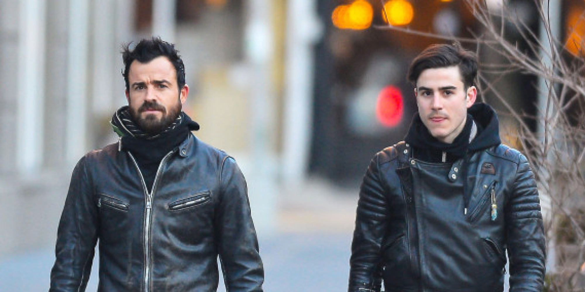 Justin Theroux And Brother Sebastian Theroux Wear Matching Leather In Nyc Photo Huffpost