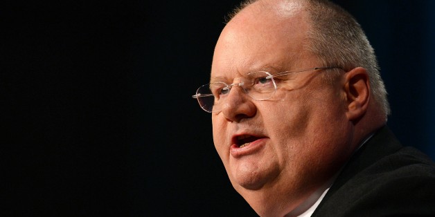Secretary of State of Communities and Local Government Eric Pickles speaks to delegates during the second day of the annual Conservative Party Conference at the ICC in Birmingham, central England on October 8, 2012. AFP PHOTO/ANDREW YATES. (Photo credit should read ANDREW YATES/AFP/GettyImages)