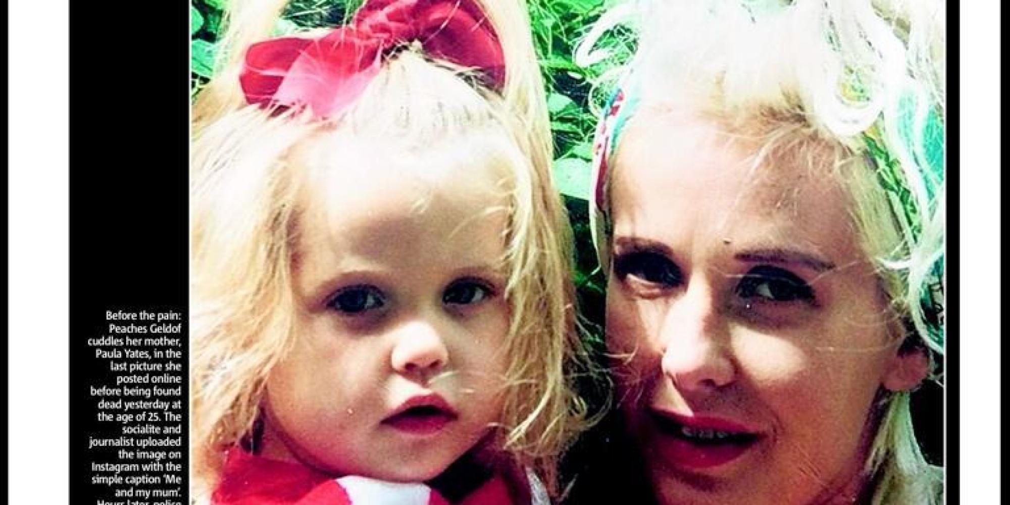 Peaches Geldof And Paula Yates 'Together Again' Metro Headline Prompts