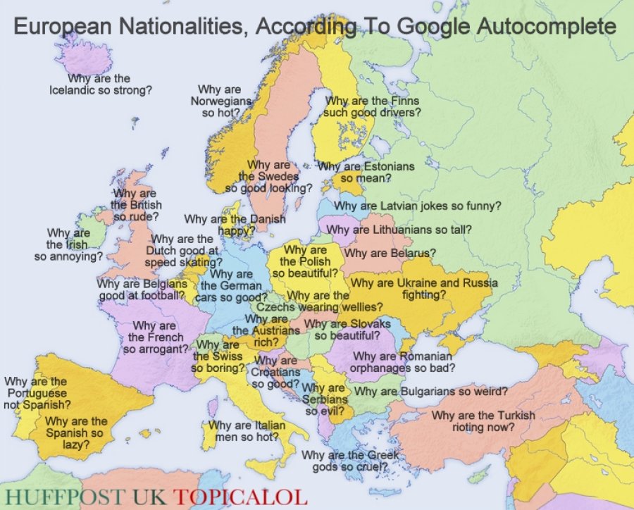 PICTURE: European Nationalities, According To Google Autocomplete ...