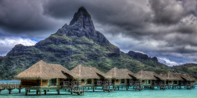 <a href="http://bighugelabs.com/onblack.php?id=4360066422&size=large" rel="nofollow">View On Black</a>Some of the bungalows at the Thalasso Spa on Bora Bora with Mount Otemanu in the background.