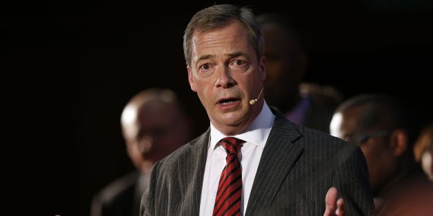 Nigel Farage speaks on stage during a Ukip rally held at the Emmanuel Centre, London.