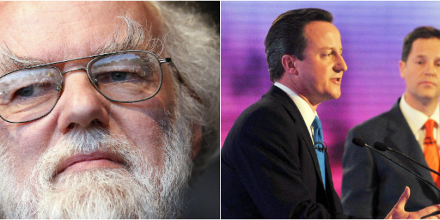 Williams (left) does not approve of televised debates, such as the 2010 broadcast featuring David Cameron, Nick Clegg (right) and Gordon Brown
