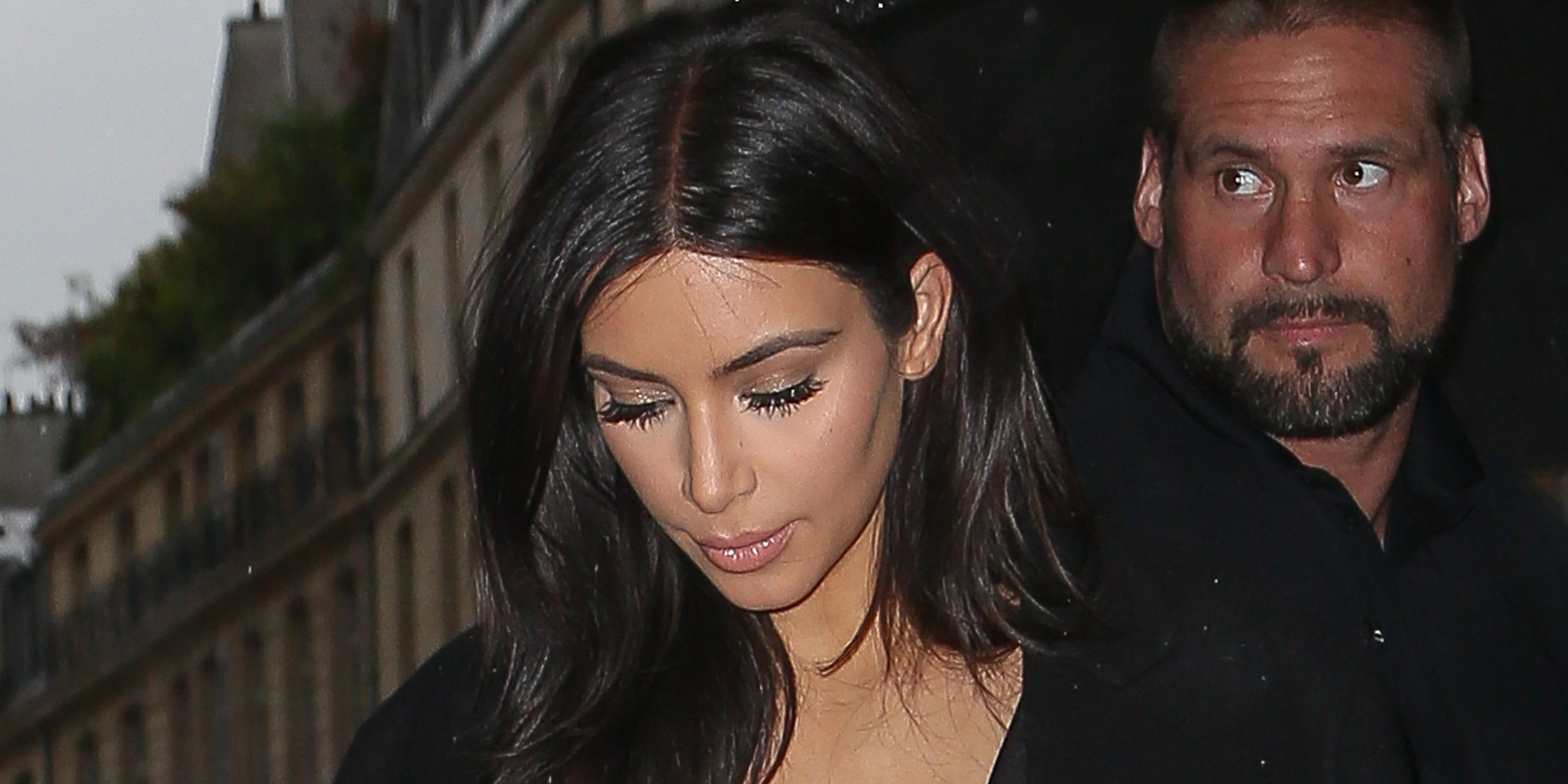 Kim Kardashian Dons Plunging Black Gown, Invades Paris With Family In
