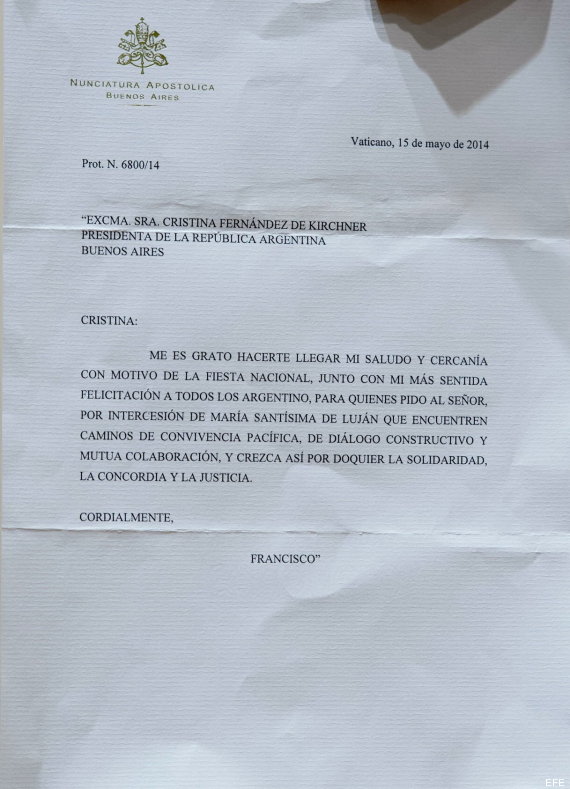 Lío en Argentina por esta supuesta carta del papa 