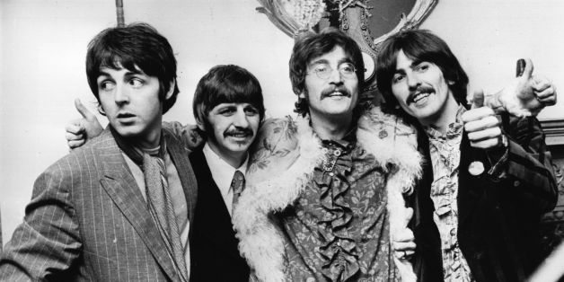 The Beatles celebrate the completion of their new album, 'Sgt Pepper's Lonely Hearts Club Band'. (Photo by John Pratt/Keystone/Getty Images)