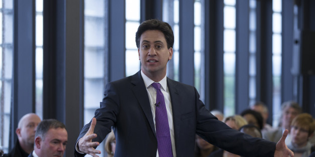 PURFLEET, ENGLAND - MAY 27: Ed Miliband, the leader of the Labour Party, addresses an audience at 'The Backstage Centre' on May 27, 2014 in Purfleet, England. Mr Miliband spoke on his strategy for rebuilding trust in politics following the local council and European elections which saw a surge in support for the UK Independence Party. (Photo by Oli Scarff/Getty Images)