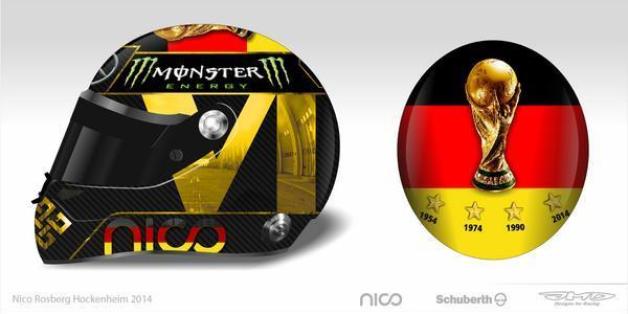 Nico Rosberg veut porter un casque pour fêter la Coupe du monde de l'Allemagne, la FIFA lui interdit