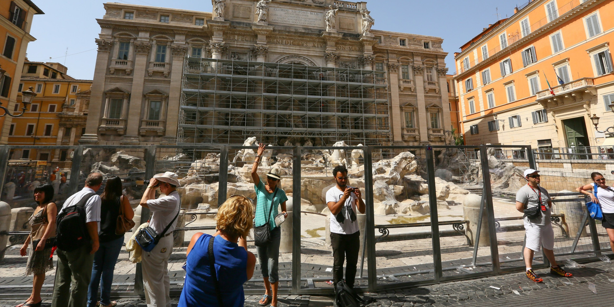 Trevi Fountain Drained For Construction Tourists Continue Throwing