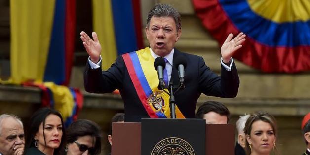Le président colombien Juan Manuel Santos au Congrès à Bogota le 7 août 2014 © AFP/Archives Luis Acosta