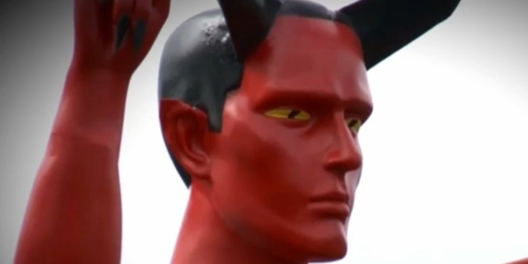 Mysterious naked Satan statue erected overnight