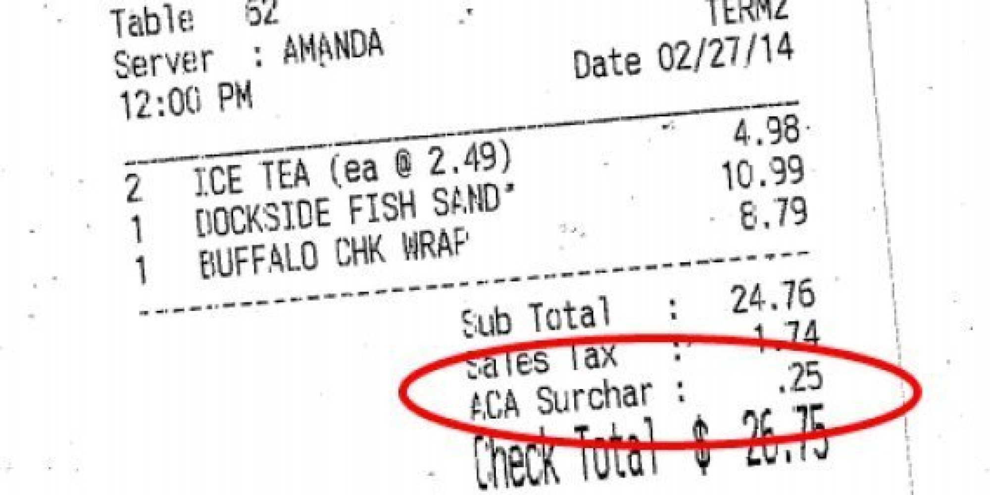 Adding An �Obamacare Surcharge� To Restaurant Bills Is A Adding An �Obamacare Surcharge� To Restaurant Bills Is A