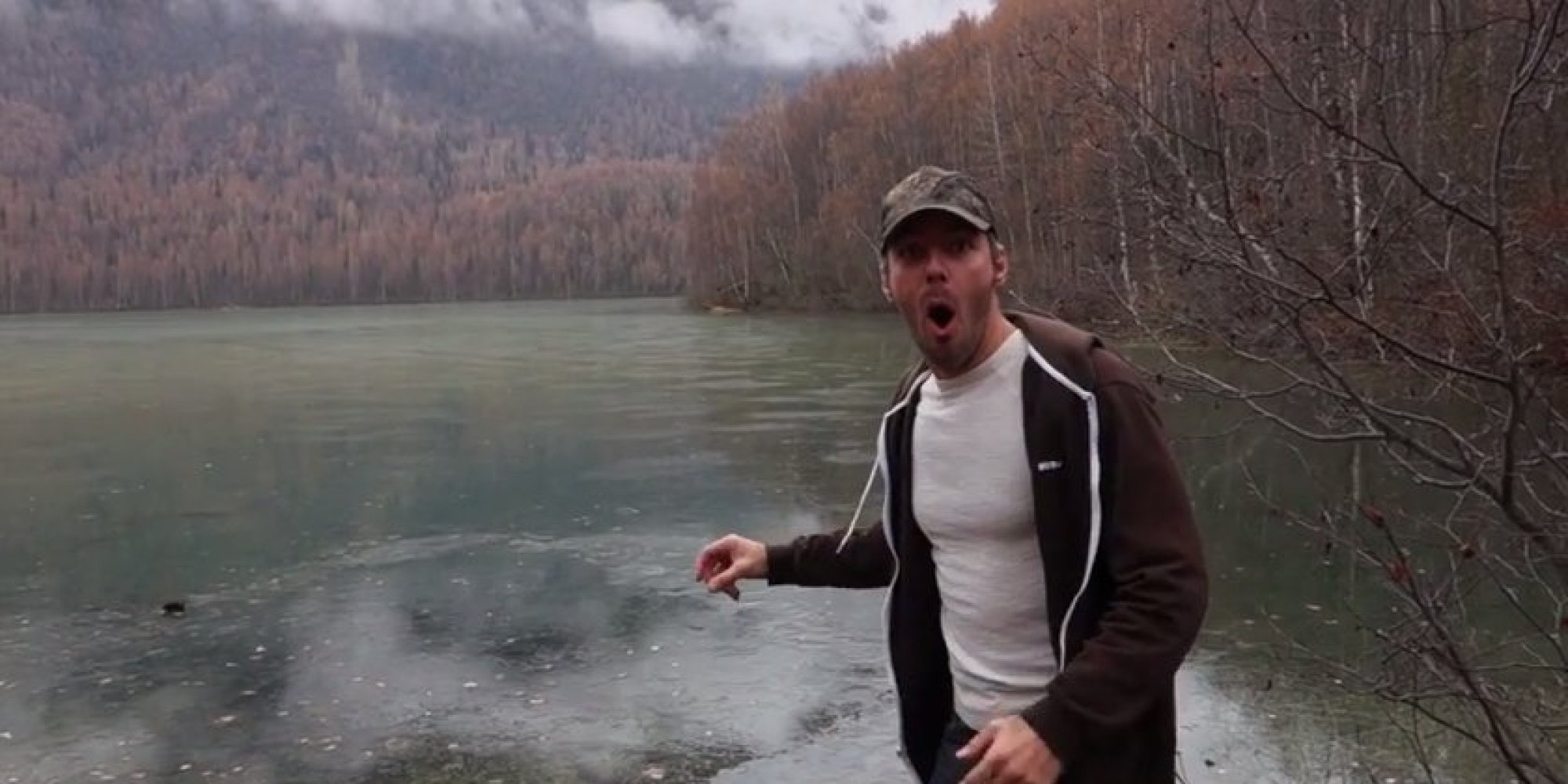Guy In Alaska Skips Rocks On A Frozen Lake Has Mind Blown By Coolest