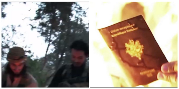 Des djihadistes français brulent leur passeport.