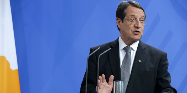BERLIN, GERMANY - MAY 6: Cyprus President Nikos Anastasiadis speaks to the media following talks at the Chancellery on May 6, 2014 in Berlin, Germany. Anastasiadis and German Chancellor Angela Merkel are meeting on a variety of issues, including the current crisis in eastern Ukraine. (Photo by Christian Marquardt/Getty Images)