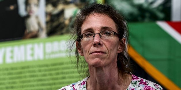 JOHANNESBURG, SOUTH AFRICA - JANUARY 16 (SOUTH AFRICA OUT): Yolande Korkie during a press conference on January 16, 2014, in Johannesburg, South Africa. Korkie and her husband, Pierre, were taken hostage by al-Qaeda in Yemen, in May 2013. Yolande was released on January 10, 2014. Her captors gave her until January 17, 2014, to present R32 million to them for Pierre's release - otherwise they would behead him. Yolande pleaded with al-Qaeda to release Pierre so that they could renew their wedding cows this year. (Photo by Simphiwe Nkwali/Sunday Times/Gallo Images/Getty Images)
