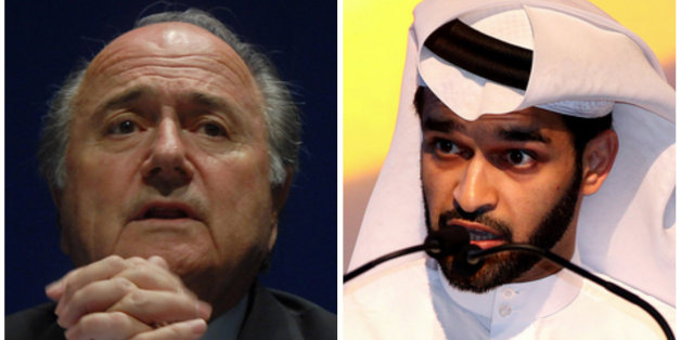 Sepp Blatter, président de la Fifa, et Hassan Abdullah Al Thawadi, secrétaire général du comité suprême d'organisation Qatar 2022