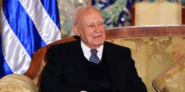 Greek President Karolos Papoulias looks on during a meeting with Algerian Senate speaker Abdelkader Bensalah (unseen) upon his arrival in Algerian capital, Algiers for a formal visit on December 6, 2014. Papoulias is on a three-day visit. AFP PHOTO/FAROUK BATICHE (Photo credit should read FAROUK BATICHE/AFP/Getty Images)