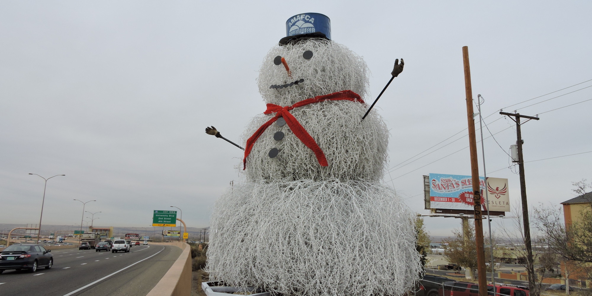 Meet The Giant Snowless Snowman Whos Been Delighting Drivers For 2 Decades Huffpost